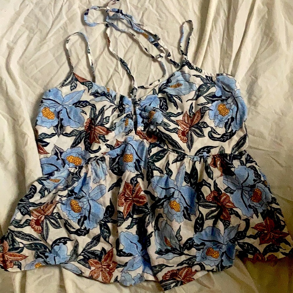Old Navy Linen-Blend Keyhole-Front Babydoll Cami Top